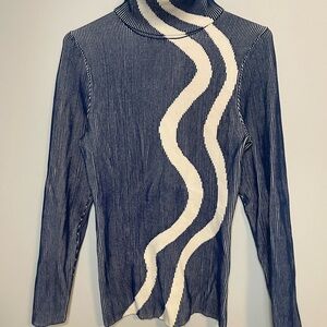 Alp N Rock Navy and Cream Striped Turtleneck Sweater Size Medium Mod Ski
